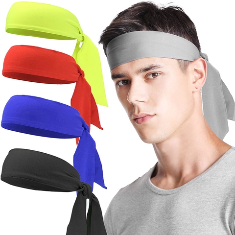 Sports Headband Tie Back Sweat Wicking Breathable Elastic Cloth Hair Band For Running Yoga Fitness Men Women