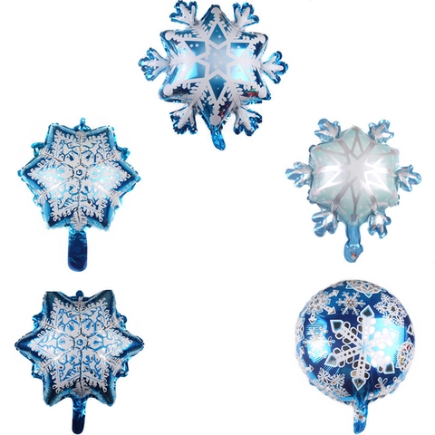 Snowflake Shape Aluminum Foil Balloon Metallic Mylar Balloons Winter Wonderland Christmas Party Birthday Decorations Festive Ornament