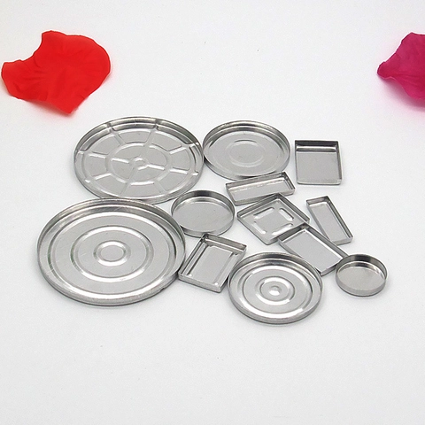 Vaschette Trucco Vuote Alluminio Tonde Quadrate Fiore Contenitori Metallici Per Ricarica Palette Polvere Rossetto DIY