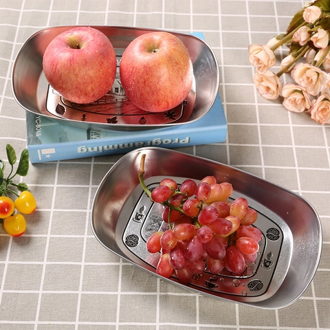 Vintage Metalen Dienblad Rechthoekig Decoratief Blik Fruitbord Reliëfpatroon Voor Keuken Thuis Snackopslag