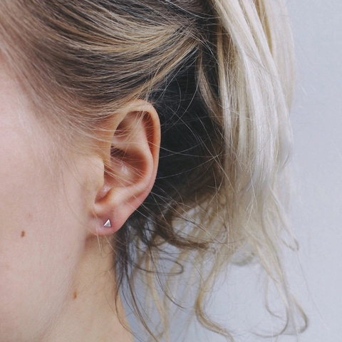 Minimalist Stainless Steel Geometric Stud Earrings For Women Square Triangle Round Heart X Shape Gold Silver Rose Gold Tiny Piercing Jewelry