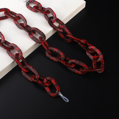Acrylic Glasses Chain Leopard Print Retro Chunky Sunglasses Lanyard Anti-Slip Silicone Loops Eyewear Strap For Women