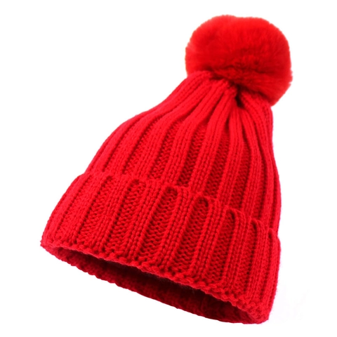 Gorro De Punto Con Pompon Invierno Calido Color Solido Gorro De Calavera Para Mujeres Hombres Niños Padre Hijo