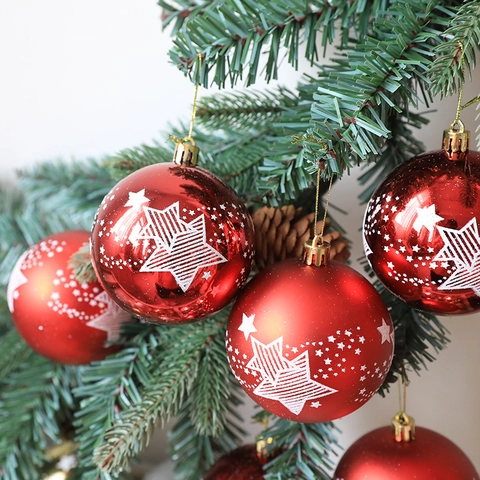 Palline Di Natale In Plastica Dipinte Motivi Stelle Foresta Appese Decorazioni Per Feste Casa