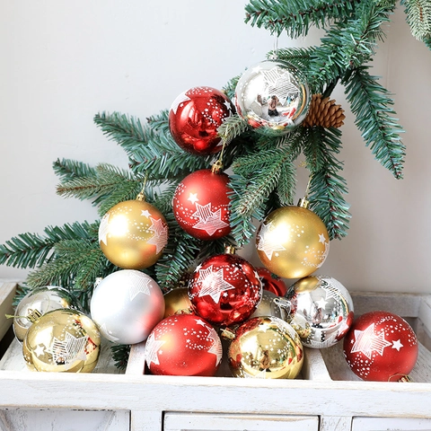 Christmas Ball Ornaments Plastic Painted Snow Scene Forest Elk House Transparent Holiday Tree Hanging Decorations