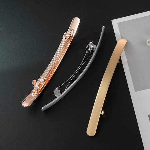 Barrette À Cheveux Fine En Alliage Métallique Bande Longue Finition Brossée Support De Queue De Cheval Pour Femmes