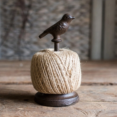 Porte Ficelle En Fonte Vintage Avec Corde De Jute Naturelle Machine À Coudre Rétro Oiseau Chat Distributeur Pour Décor