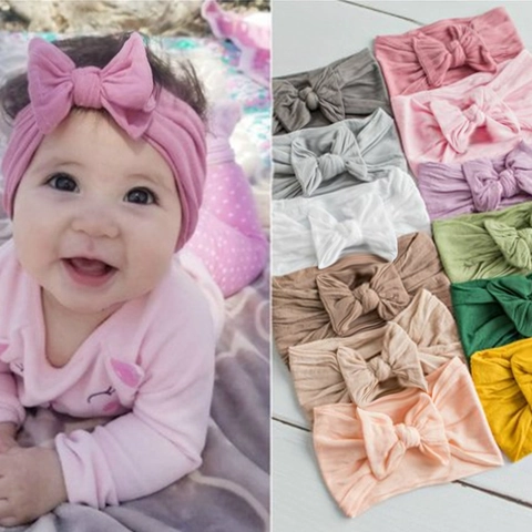 Baby Girls Soft Nylon Bow Headband High Elastic Hairband For Infants Toddlers Cute Bowknot Hair Accessories Headwrap