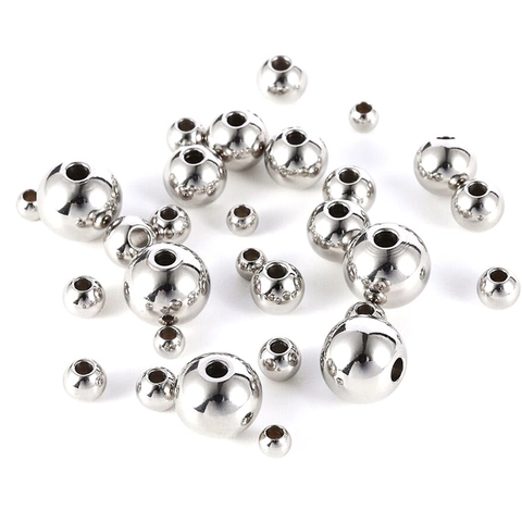 Stainless Steel Loose Beads Polished Round Spacer Beads For DIY Jewelry Making Bracelet Necklace Color Retention