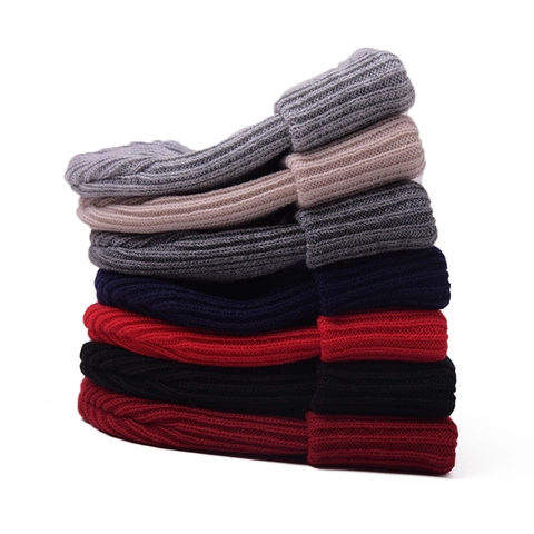 Berretto In Maglia Caldo Inverno Beanie A Coste Con Risvolto Tinta Unita Adulto Unisex Esterno Casual Morbido