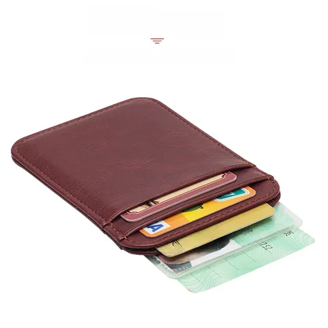 Slim PU Leather Card Holder Ultra Thin Multi Slot Vertical Business ID Credit Card Sleeve Pocket Minimalist