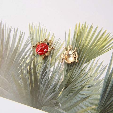 Ladybug Enamel Charms Alloy Beetle Pendants DIY Earring Bracelet Necklace Jewelry Making Cute Animal Craft Accessories