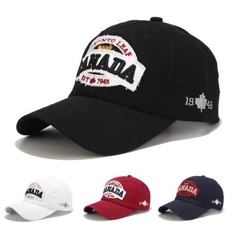 Cappello Da Baseball In Cotone Ricamo Foglia Di Acero Canada Cappellino Da Sole Regolabile Retro Traspirante Outdoor Sportivo