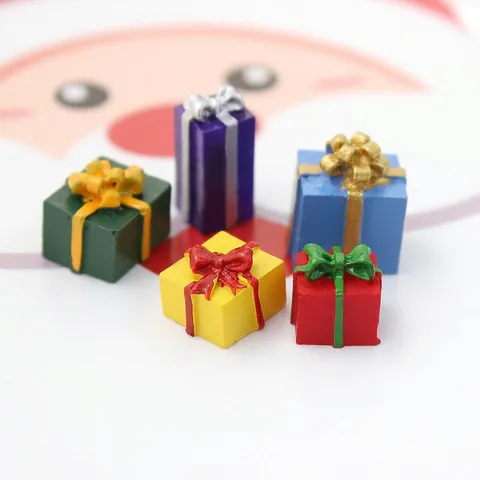 Miniature Gift Box Resin Charms For DIY Crafts Phone Case Jewelry Making Christmas Holiday Theme Decor Accessory