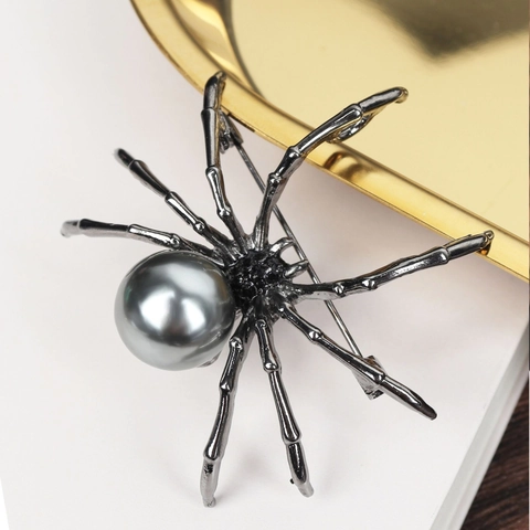 Spilla A Ragno Lega Perla Artificial Strass Gotico Vintage Insetto Halloween Gioielli Spilla Accessorio Per Uomo Donna