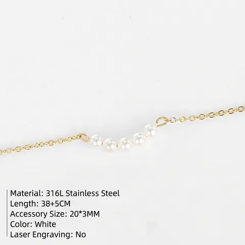 Collana Multistrato in Acciaio Inossidabile per Donna Minimalista Perla Artificiale Ciondolo a Cerchio Martellato Gioielli