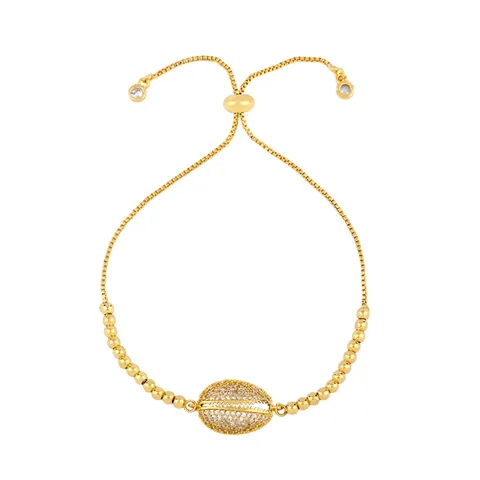 Mode Verstelbare Bolo Armband Verguld Koper Micro Pave Zirkoon Cactus Schelp Minimalistische Sieraden Vrouwen