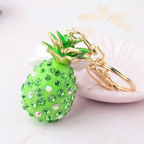 Portachiavi con Ananas e Strass Pendente per Borsa a Forma di Frutta Luccicante Creativo Portachiavi in Metallo Accessori Donna