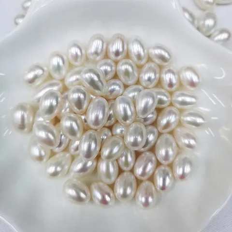 Perles D'eau Douce Naturelles Perles En Vrac Forme De Riz Lustre Semi Percées Pour La Fabrication De Bijoux DIY