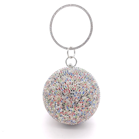 Borsa Da Sera Sferica Con Strass Pochette Con Manico Ad Anello In Metallo Matrimonio Party Per Donne