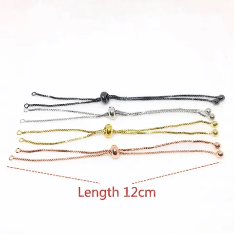 Pulsera De Cadena De Caja De Cobre Ajustable Con Cuenta Deslizante Accesorios Para Hacer Joyas DIY