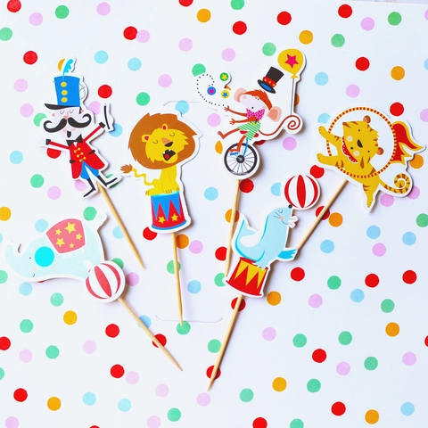 Decorazioni Per Torte Animali Del Circo Stuzzicadenti Per Cupcake In Carta Per Festa Di Compleanno Tema Leone Tigre Elefante