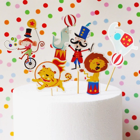 Decorazioni Per Torte Animali Del Circo Stuzzicadenti Per Cupcake In Carta Per Festa Di Compleanno Tema Leone Tigre Elefante
