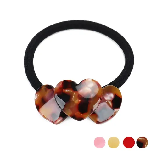 Heart Shaped Acetate Hair Ties High Elastic Ponytail Holder Sweet Style Hair Accessories For Women Girls