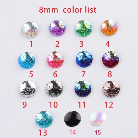 Cabochon In Resina Scaglie Di Pesce Tondo Retro Piatto Iridescente Motivo Sirena Accessori Per Creazione Gioielli DIY AB Colorato