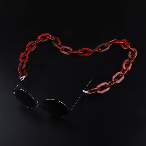 Acrylic Glasses Chain Leopard Print Retro Chunky Sunglasses Lanyard Anti-Slip Silicone Loops Eyewear Strap For Women