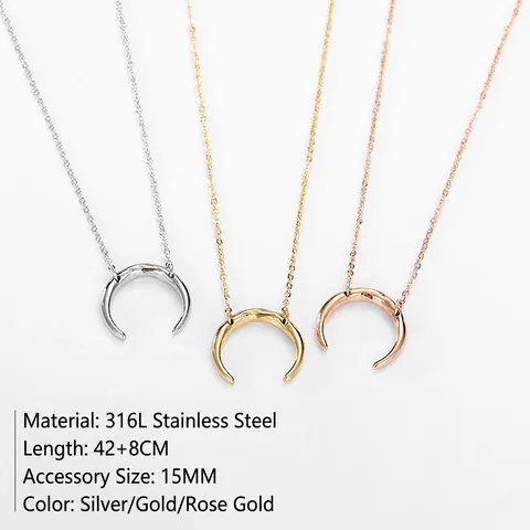Collana con Pendente a Luna in Acciaio Inossidabile Minimalista per Donna Girocollo a Mezzaluna Gioielli alla Moda