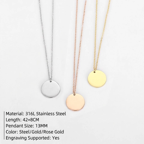 Collar Colgante Redondo Acero Inoxidable Minimalista Geométrico Cadena Clavícula Joyería Para Mujer Tendencia Diario