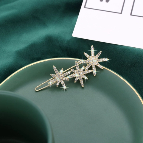 Barrette Cheveux Étoile Flocon De Neige Strass Alliage Épinglette Scintillante Pour Femmes Filles Accessoires Mode