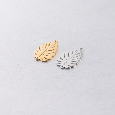 Pendente Foglia Monstera Cavo 304 Acciaio Inossidabile Dual Foro Specchio Lucido Fascino Tropicale Per DIY Gioielli