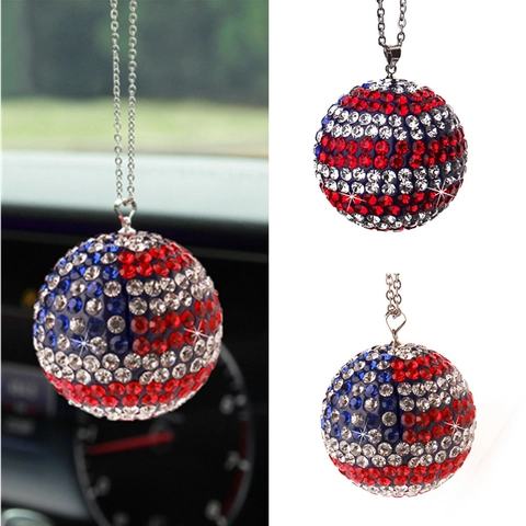Ornamento Da Appendere Per Specchietto Retrovisore Auto Sfera Di Cristallo Strass Scintillanti Decorazione Sfumata Catena In Acciaio Inossidabile