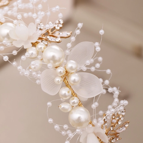 Vite Per Capelli Da Sposa Fatta A Mano Perla Artificial Cristallo Fiore In Rete Accessori Matrimonio Fascia Per Damigella D Onore