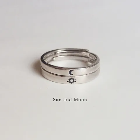 Anello Aperto Minimalista Placcato Argento 925 Per Donna Motivo Sole Luna Anello Regolabile Coppia Migliore Amica Gioielli Regalo