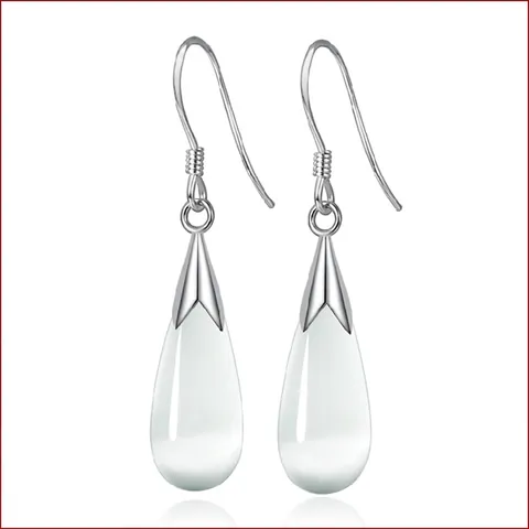 Teardrop Dangle Earrings Cat's Eye Stone Waterdrop Drop Jewelry With Silver Earring Post Minimalist Fashion For Women