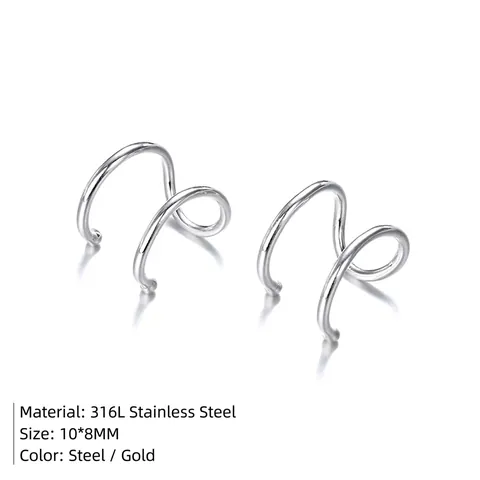 Minimalistische Edelstahl Doppelschichtige Ohrklemmen Ohne Piercing Helix Knorpel Clip-Ohrringe Für Damen Mode Schmuck