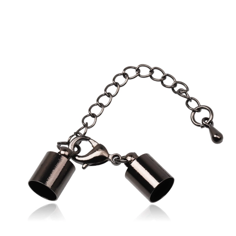 Copper DIY Jewelry Making Components Lobster Clasp With Extension Chain Cylindrical Cord End Caps Bracelet Necklace Connector