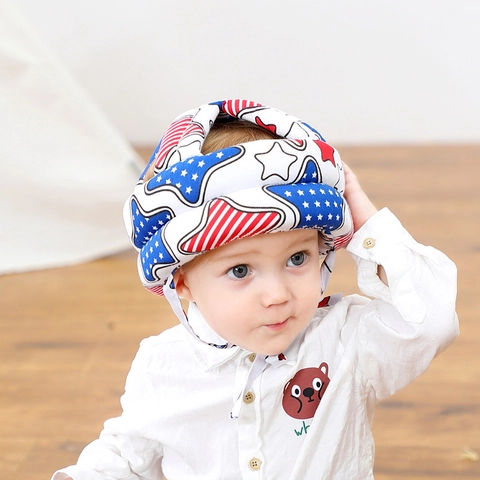 Baby Safety Helmet Cotton Padded Anti-Collision Head Protection For Walking Crawling Adjustable Breathable Cap