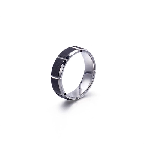 Anello A Fascia Geometrico Acciaio Inossidabile 316L Spazzolato Stile Industriale Gioielli Per Uomini Donne Unisex Bicolore