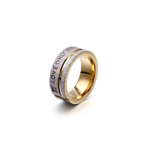 Anillo De Acero Inoxidable Con Grabado Love Only You Textura Cepillada Incrustación De Circonita Joyería De Banda Moderna Unisex