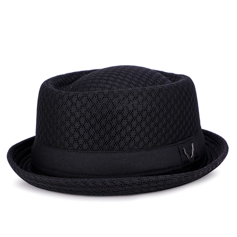 Cappello Fedora Unisex Vintage in Rete Traspirante Con Fibbia in Metallo Leggero Cappello Pork Pie Traforato per Protezione Solare