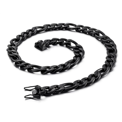 Collana Catena Cuban Figaro Acciaio Inossidabile Chiusura Zircone Hip Hop Punk Streetwear Per Uomini Donne