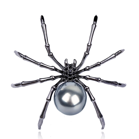 Spinnen-Brosche Legierung Künstliche Perle Strass Gothic Vintage Insekt Halloween Anzug Schmuck Anstecknadel Zubehör