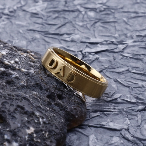 Anillo DAD De Acero Inoxidable Para Hombre Banda De Acero De Titanio Cepillado Joyería Regalo Día Del Padre Estilo Sello