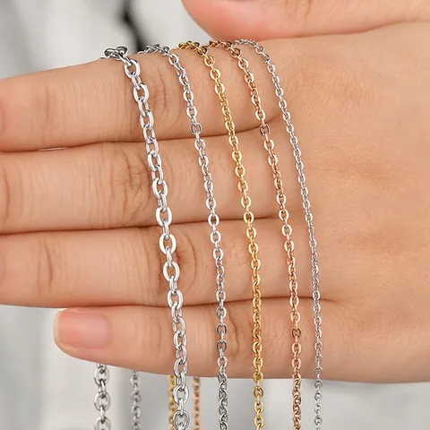 Minimalist Cable Chain Necklace 304 Stainless Steel 18K Gold Plated Versatile Fashion Jewelry For Men Women
