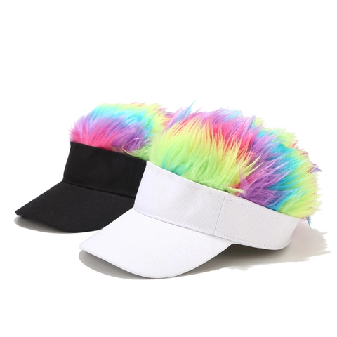 Cappellino Da Baseball Novità Con Parrucca Arcobaleno Capelli Sintetici Cotone Visiera Da Festa Per Uomini Donne Bambini