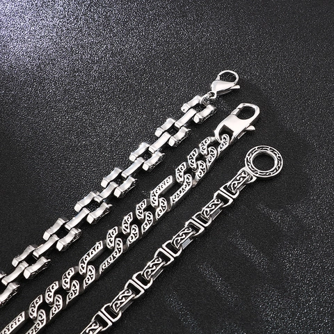 Heren Armband En Ketting Roestvrij Staal Retro Gotisch Gesneden Patroon Vintage Zilver Punk Stijl Sieraden